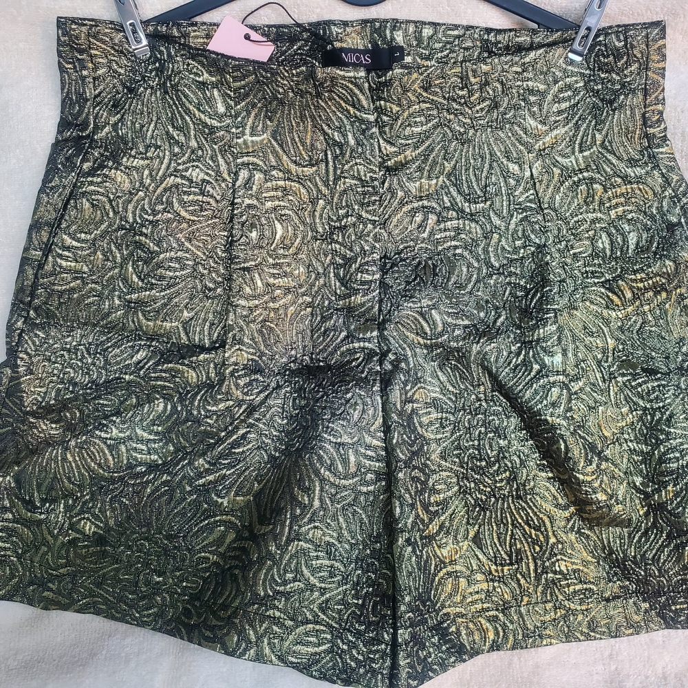Women's Gold and Black Floral Shorts